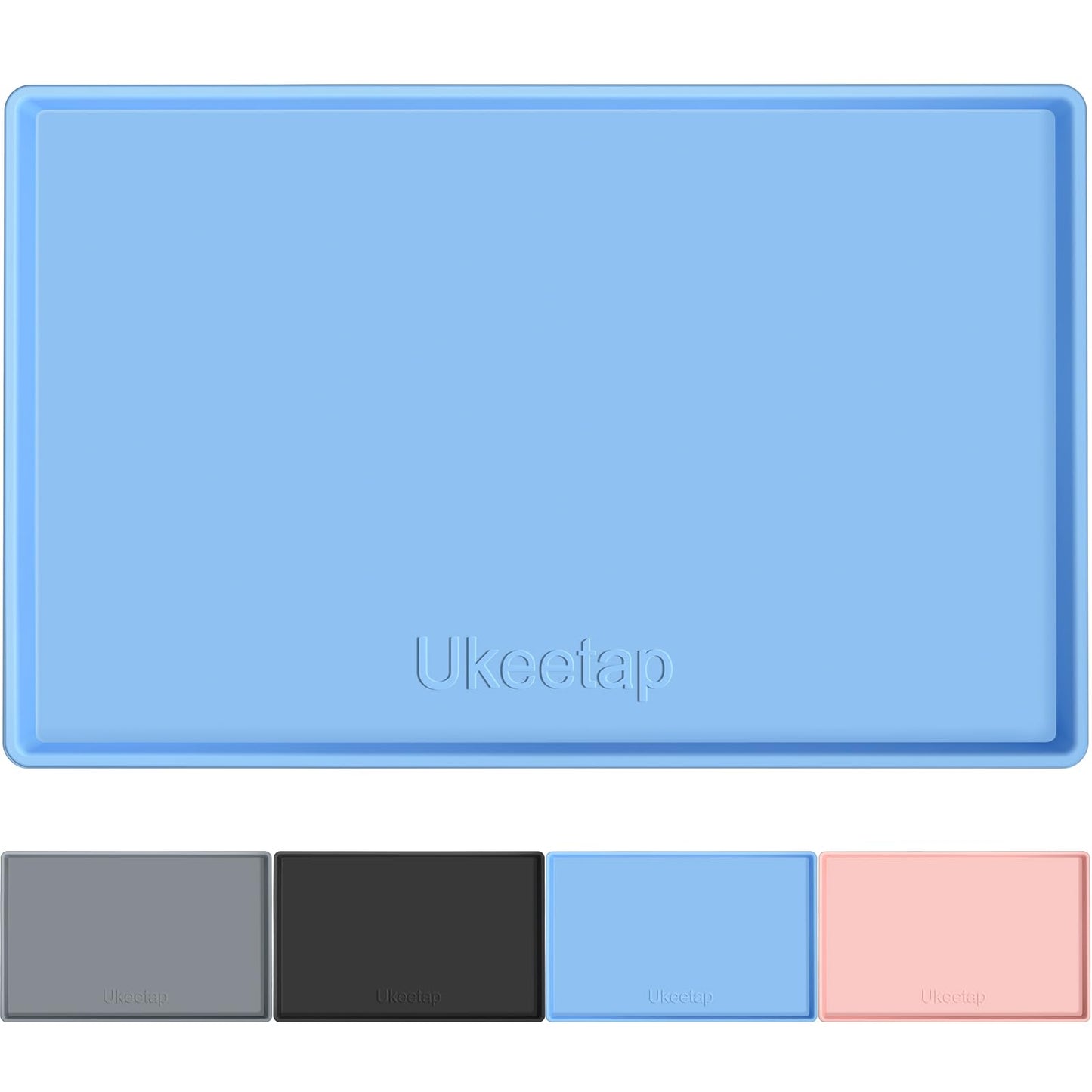 34" x 22" Extra Thick Waterproof Silicone Mat with Raised Edge, Under Sink Mat for Kitchen & Bathroom, Kitchen Cabinet Liner, Multi-Purpose for Storage & Protection, Gray
