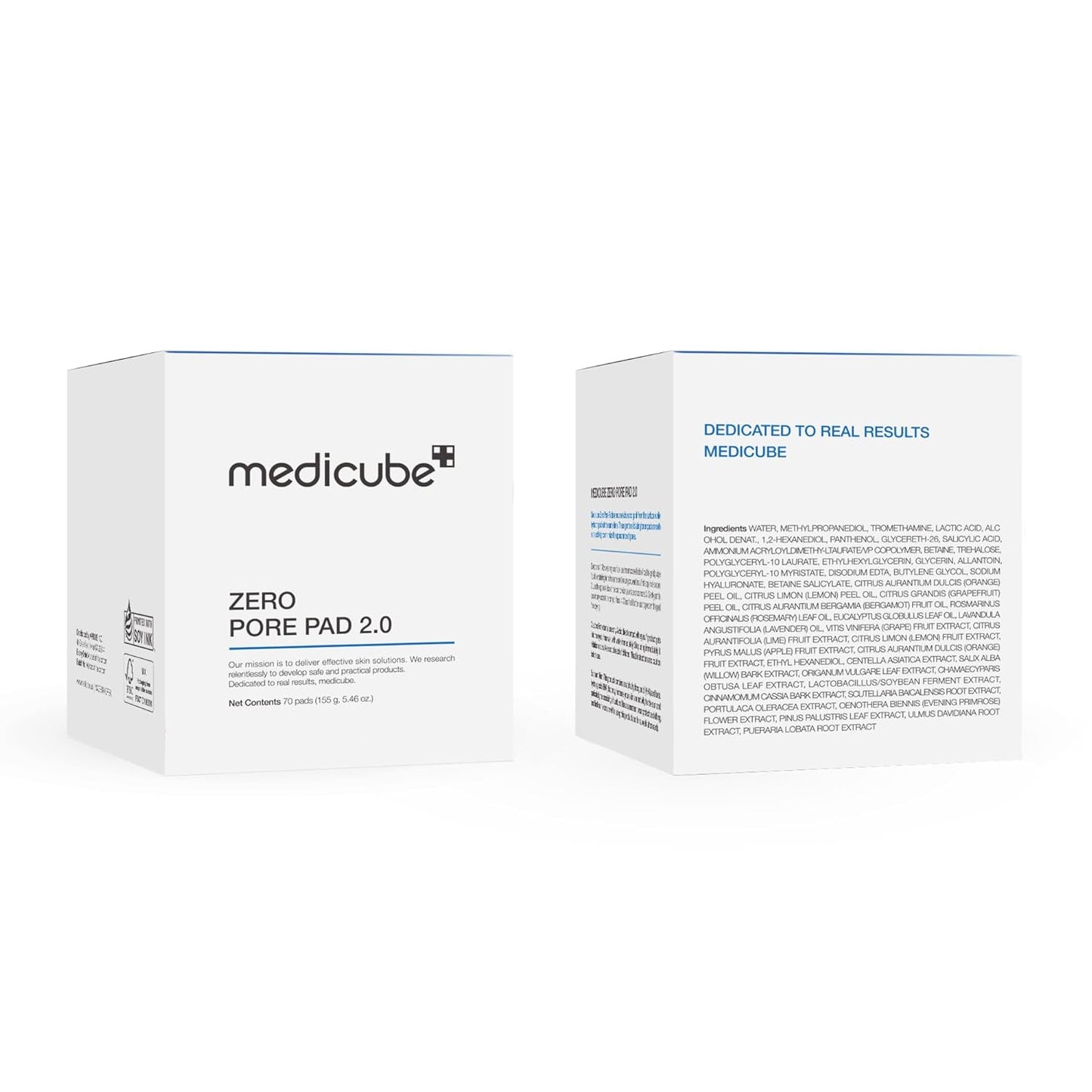 medicube Toner Pads Zero Pore Pad 2.0 | Dual-Textured Facial Pad for Exfoliation and Pore Care with 4.5% AHA Lactic Acid, 0.45% BHA Salicylic Acid | Ideal for All, Korean Skin Care, 70 Pads (1 Pack)