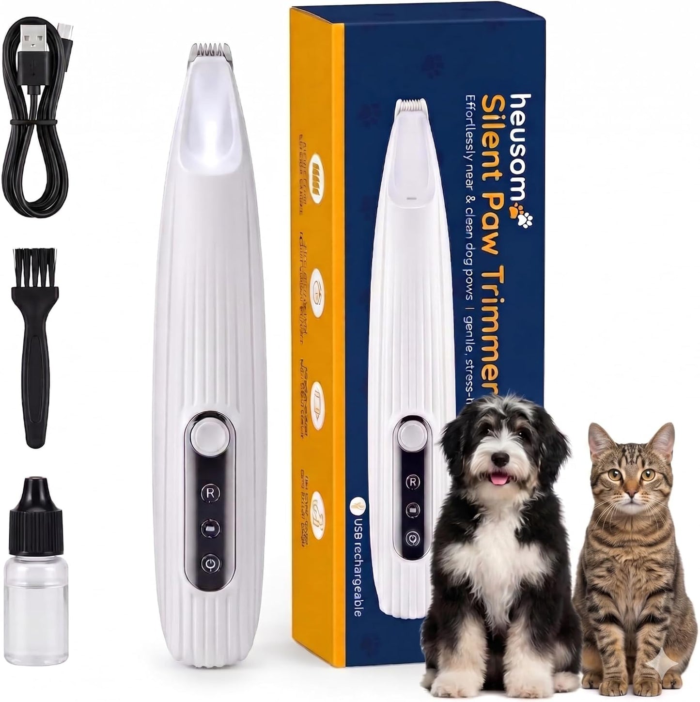 Silent Pet Paw Trimmer | Cordless Shaver for Dogs, Cats, Big & Small Animals with Light | Rechargeable Home and Salon Grooming Tool for Paws, Face, Ears, Butt