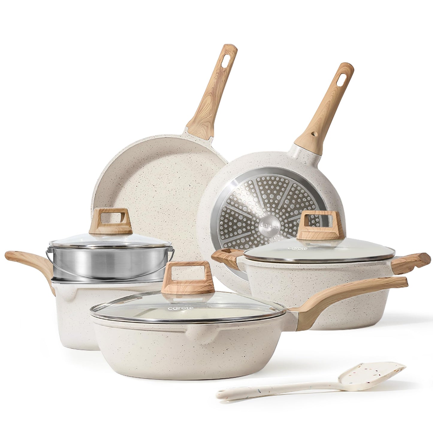 CAROTE 44pcs Pots and Pan Set Nonstick, Cookware Sets, Cooking Set Non Stick, Induction Cook Ware with Bakeware Set, Kitchen Knife Set
