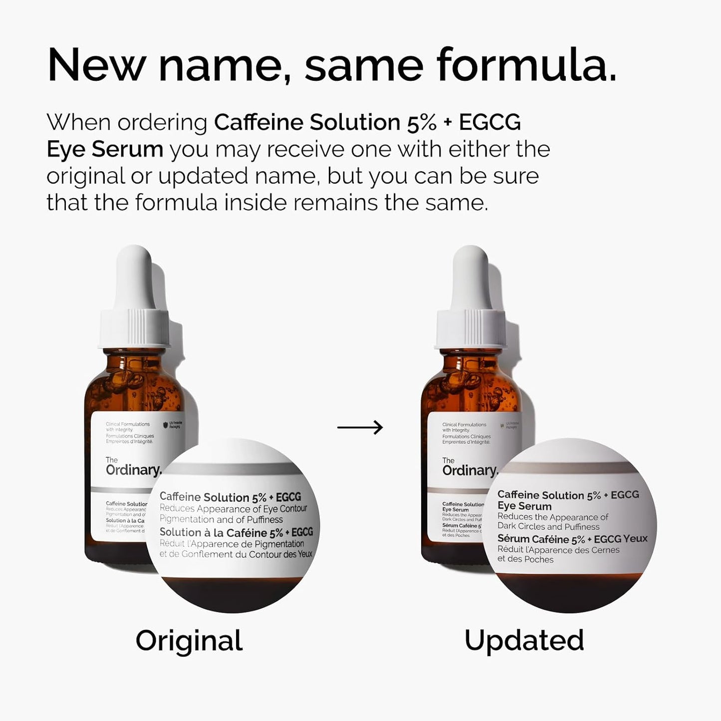 The Ordinary Caffeine Solution 5% + EGCG Eye Serum, Depuffing Eye Serum for Dark Circles and Tired Eyes