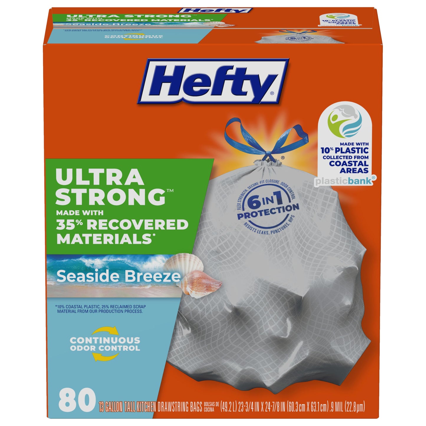 Hefty Ultra Strong Tall Kitchen Trash Bags, Lavender & Sweet Vanilla Scent, 13 Gallon, 80 Count