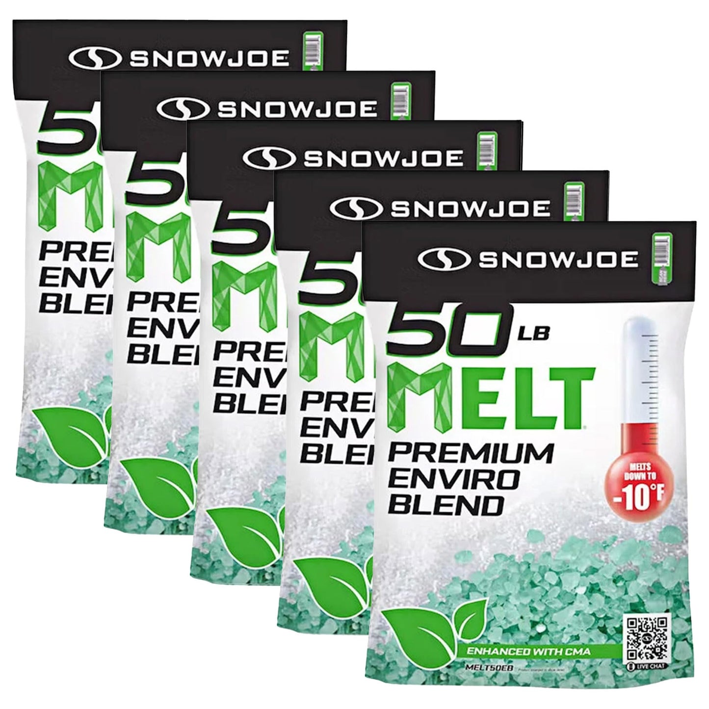Snow Joe 2 Pack Premium Enviro Blend Snow & Ice Melt, Green-Coated Deicer Crystals, 50 lb - Safer Melter for Vegetation, Concrete & Metals