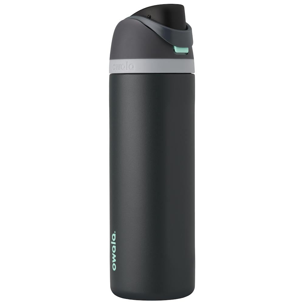 Owala FreeSip Insulated Stainless Steel Water Bottle with Straw, BPA-Free Sports Water Bottle, Great for Travel, 24 Oz, Very, Very Dark | Insulated, with Straw, for Sports, Travel, and School, BPA-Free