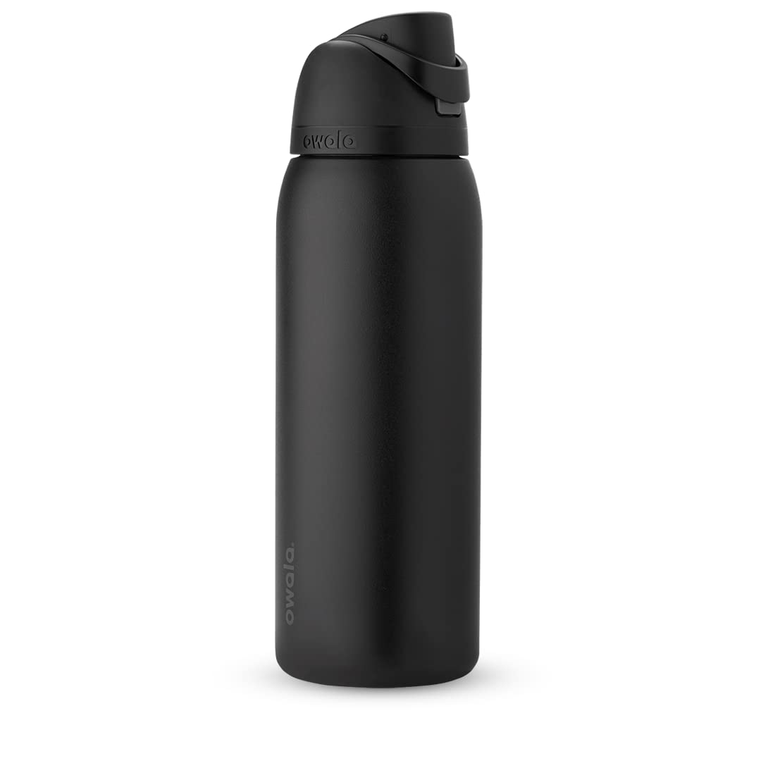 Owala FreeSip Insulated Stainless Steel Water Bottle with Straw, BPA-Free Sports Water Bottle, Great for Travel, 24 Oz, Very, Very Dark | Insulated, with Straw, for Sports, Travel, and School, BPA-Free