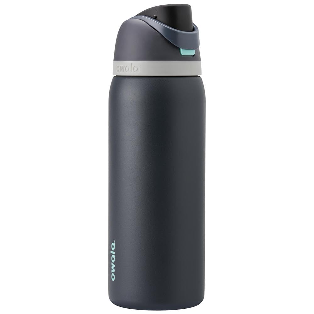 Owala FreeSip Insulated Stainless Steel Water Bottle with Straw, BPA-Free Sports Water Bottle, Great for Travel, 24 Oz, Very, Very Dark | Insulated, with Straw, for Sports, Travel, and School, BPA-Free