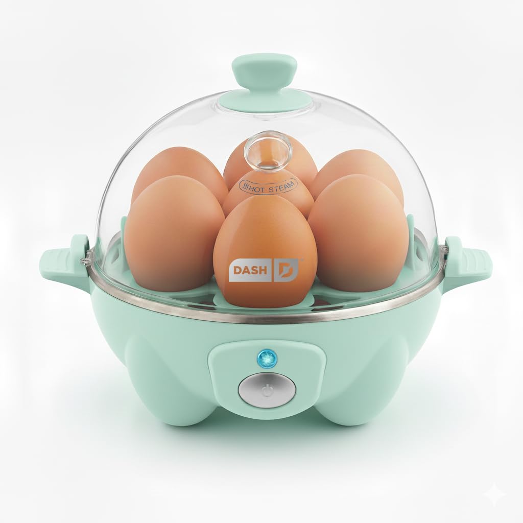 DASH Electric Rapid Egg Cooker for Hard Boiled/Poached/Scrambled Eggs or Omelets with Auto Shut-Off Feature, Black, 7 Egg Capacity