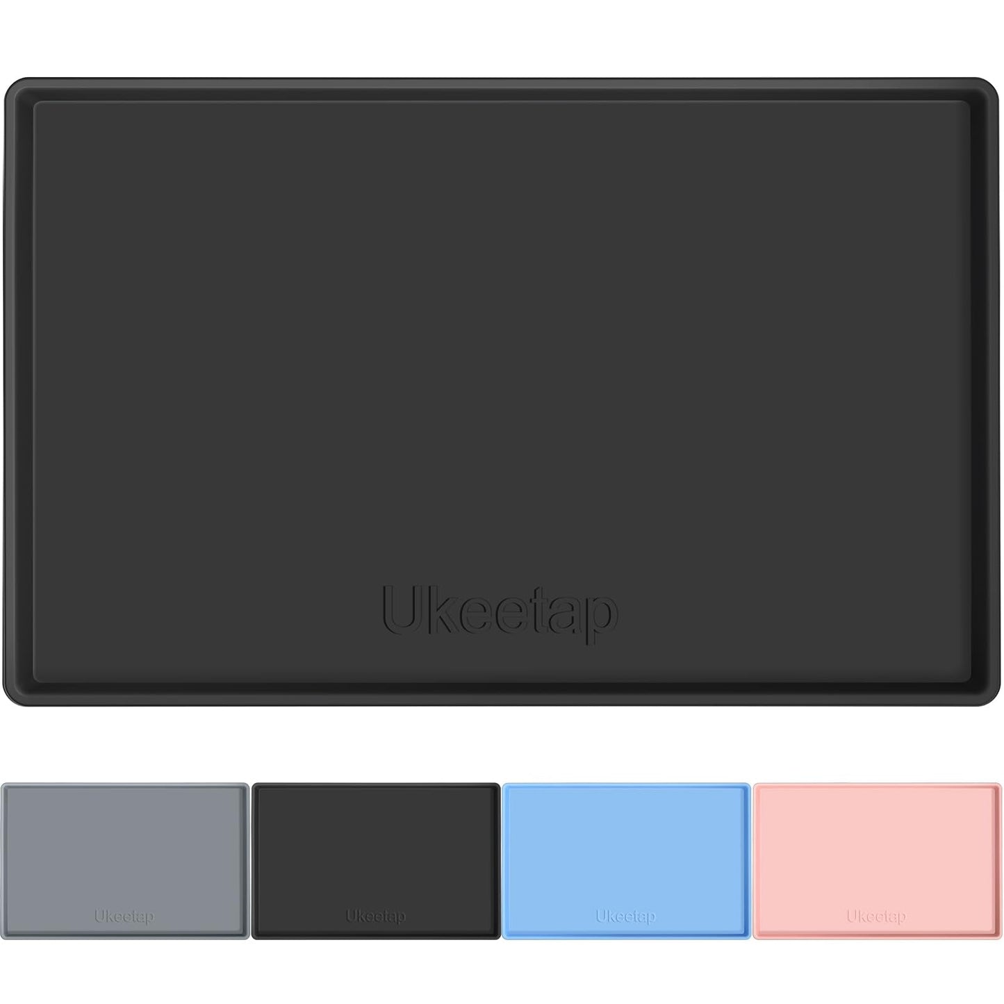 34" x 22" Extra Thick Waterproof Silicone Mat with Raised Edge, Under Sink Mat for Kitchen & Bathroom, Kitchen Cabinet Liner, Multi-Purpose for Storage & Protection, Gray