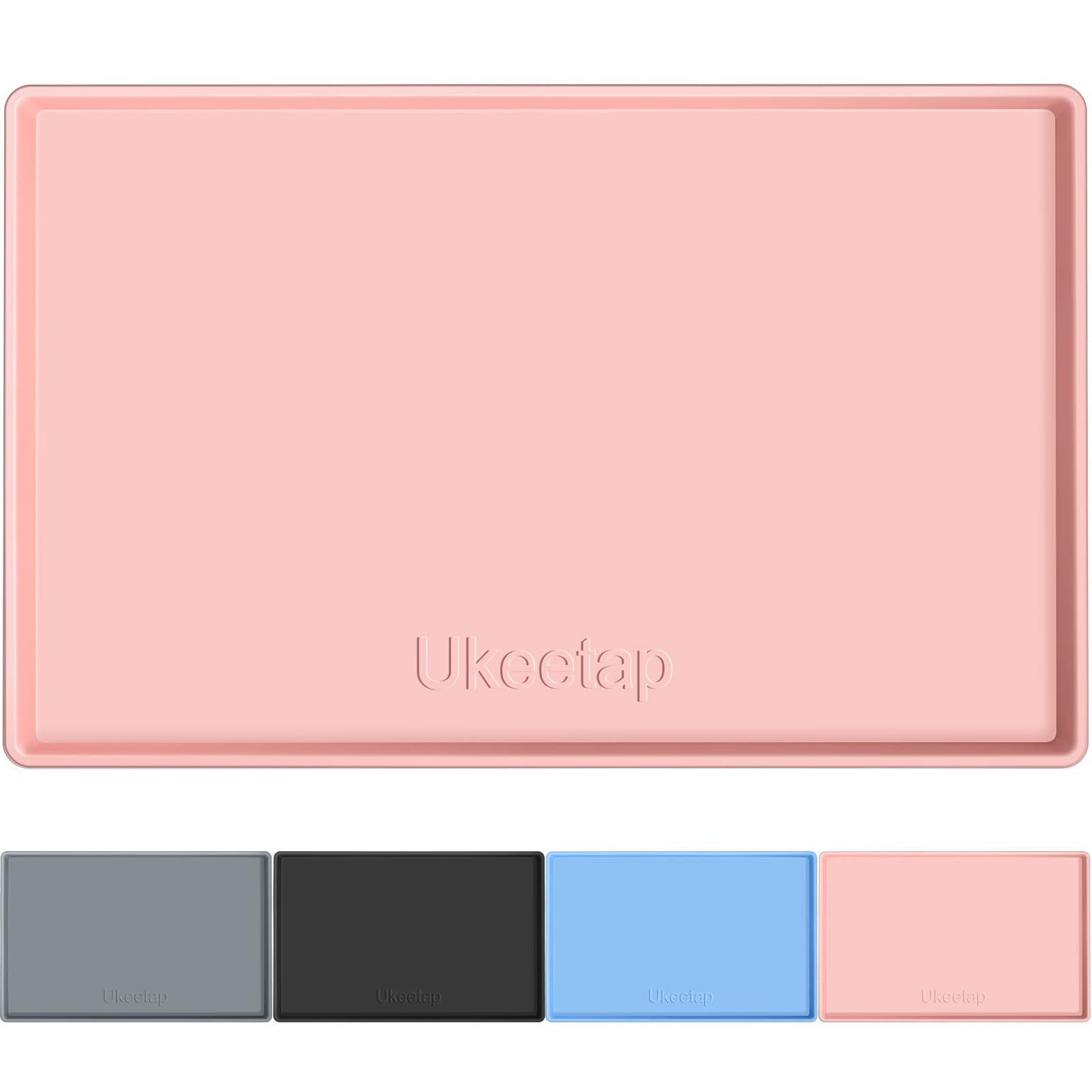 34" x 22" Extra Thick Waterproof Silicone Mat with Raised Edge, Under Sink Mat for Kitchen & Bathroom, Kitchen Cabinet Liner, Multi-Purpose for Storage & Protection, Gray