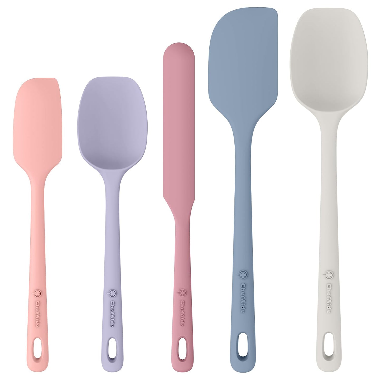 5 Pieces Silicone Spatula Set, Food Grade Rubber Spatula, Upgrade Strong Handle with Ergonomic Grip, Heat Resistant Up to 600°F for Nonstick Cookware, Cooking
