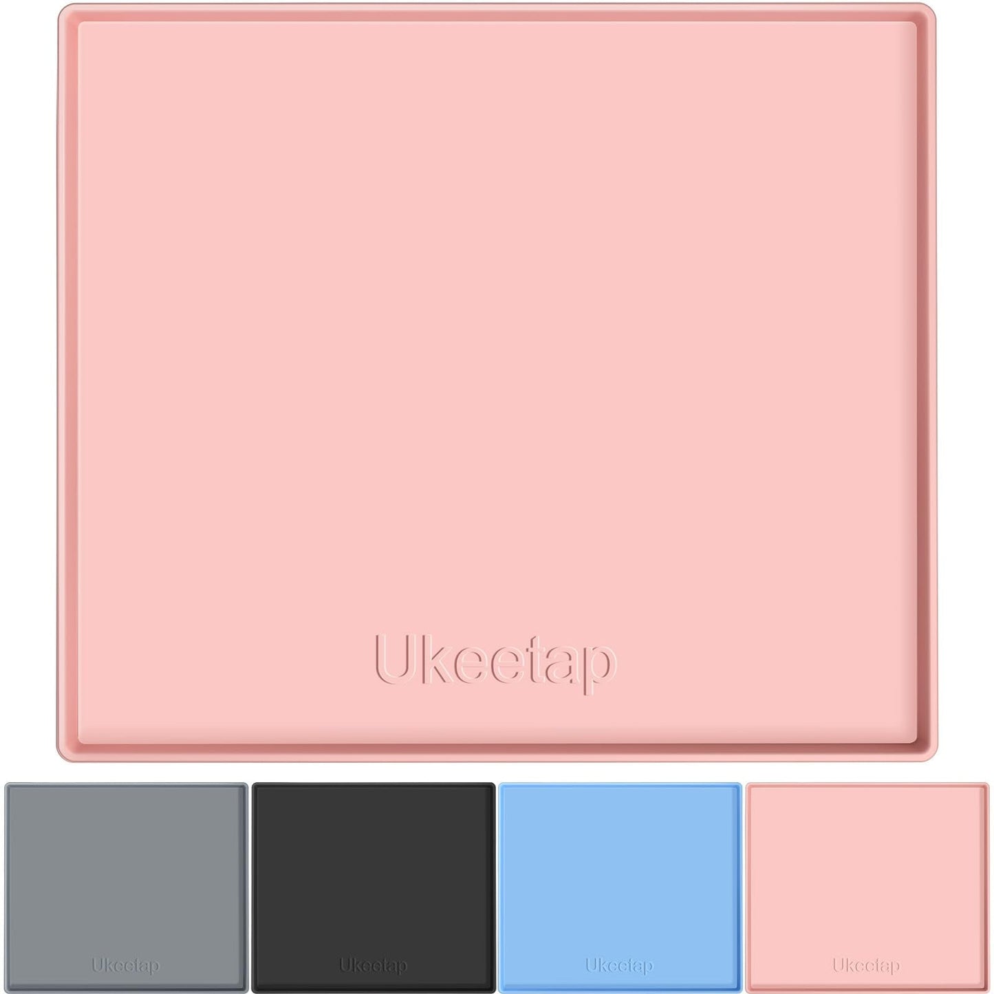 34" x 22" Extra Thick Waterproof Silicone Mat with Raised Edge, Under Sink Mat for Kitchen & Bathroom, Kitchen Cabinet Liner, Multi-Purpose for Storage & Protection, Gray