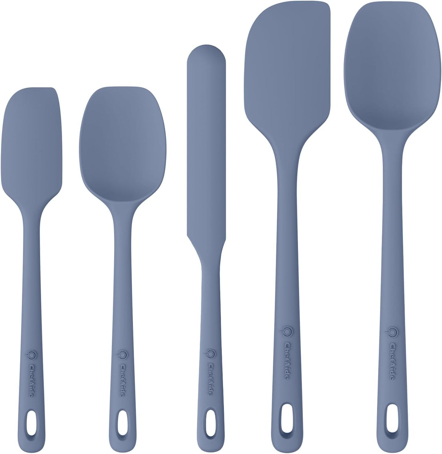 5 Pieces Silicone Spatula Set, Food Grade Rubber Spatula, Upgrade Strong Handle with Ergonomic Grip, Heat Resistant Up to 600°F for Nonstick Cookware, Cooking
