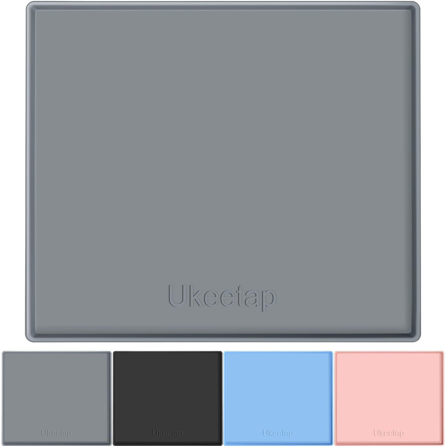 34" x 22" Extra Thick Waterproof Silicone Mat with Raised Edge, Under Sink Mat for Kitchen & Bathroom, Kitchen Cabinet Liner, Multi-Purpose for Storage & Protection, Gray