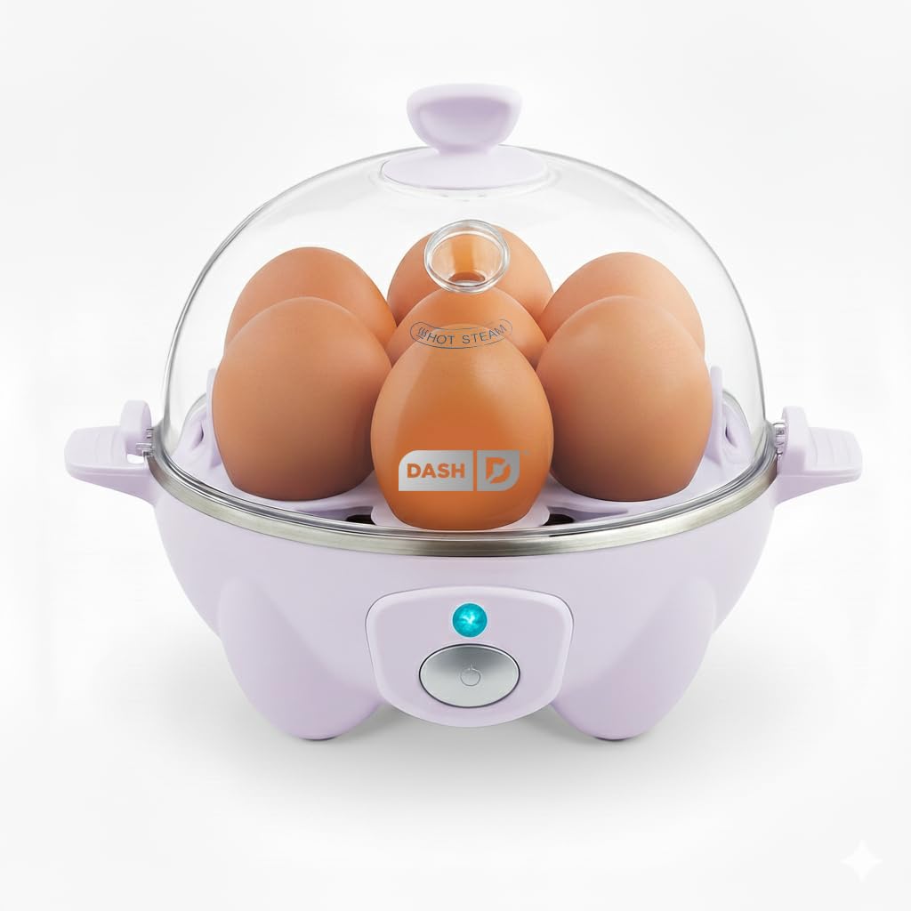 DASH Electric Rapid Egg Cooker for Hard Boiled/Poached/Scrambled Eggs or Omelets with Auto Shut-Off Feature, Black, 7 Egg Capacity