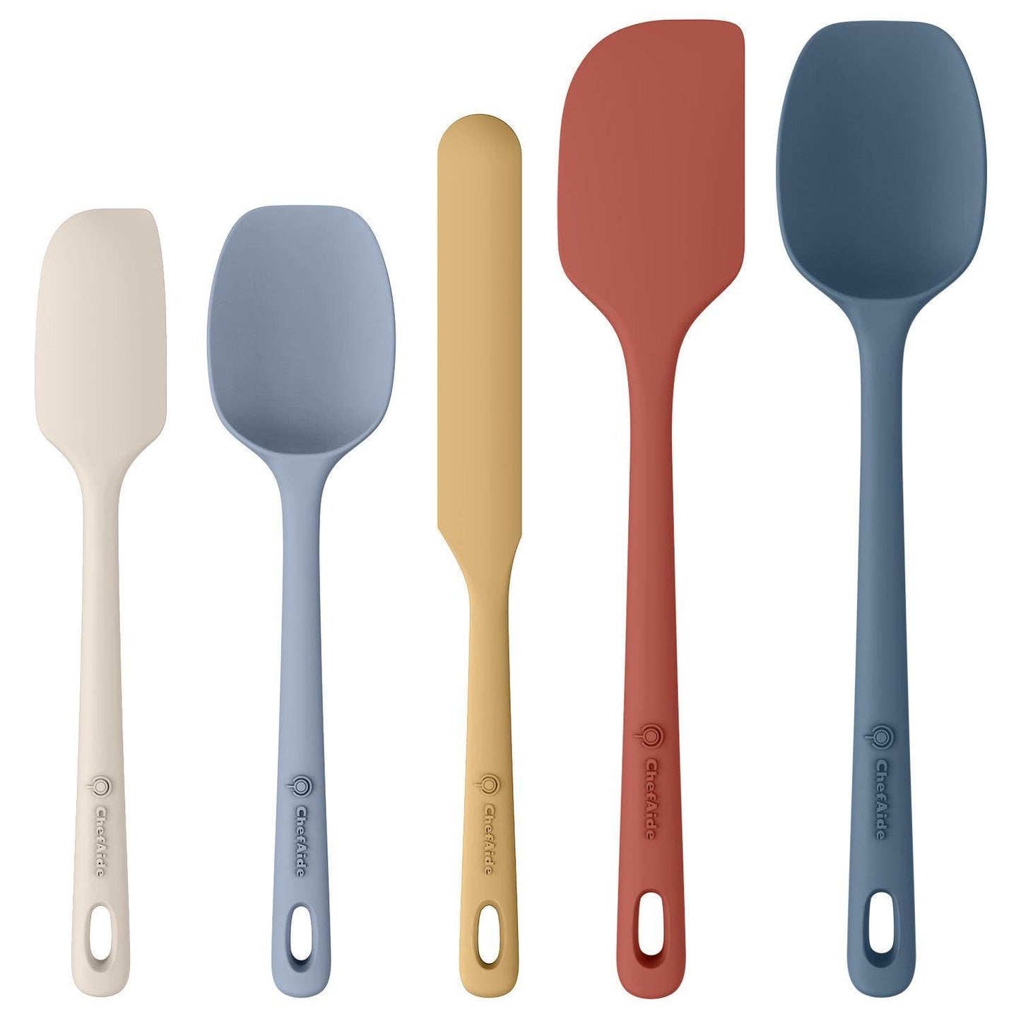 5 Pieces Silicone Spatula Set, Food Grade Rubber Spatula, Upgrade Strong Handle with Ergonomic Grip, Heat Resistant Up to 600°F for Nonstick Cookware, Cooking