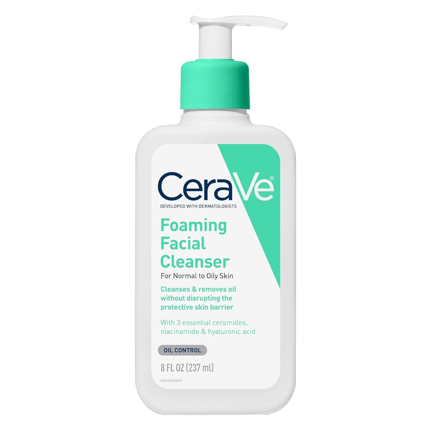 CeraVe Foaming Facial Cleanser, Daily Face Wash for Oily Skin, Hyaluronic Acid + Ceramides + Niacinamide, Fragrance Free, Non-Drying Oil Control Face Wash, 8 Fluid Ounces