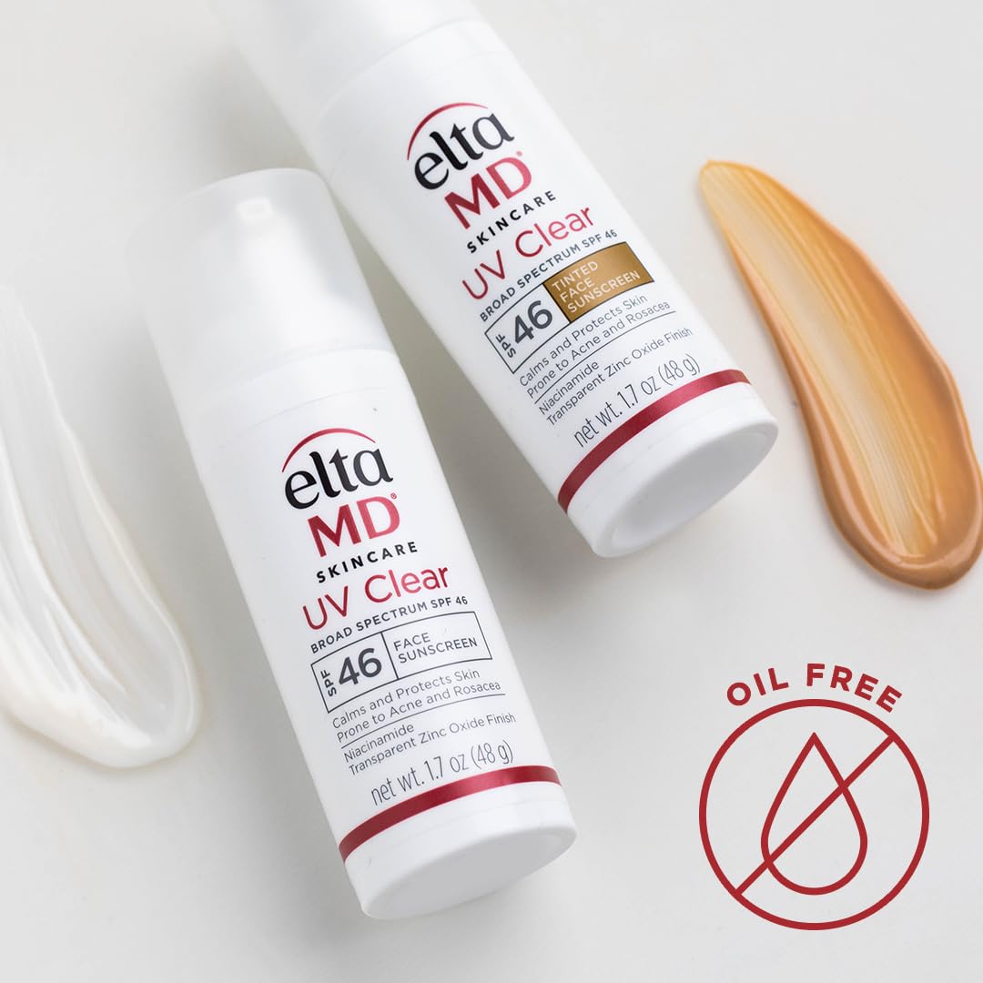 EltaMD UV Clear Face Sunscreen SPF 46, Oil-Free Sunscreen with Zinc Oxide, Dermatologist Recommended