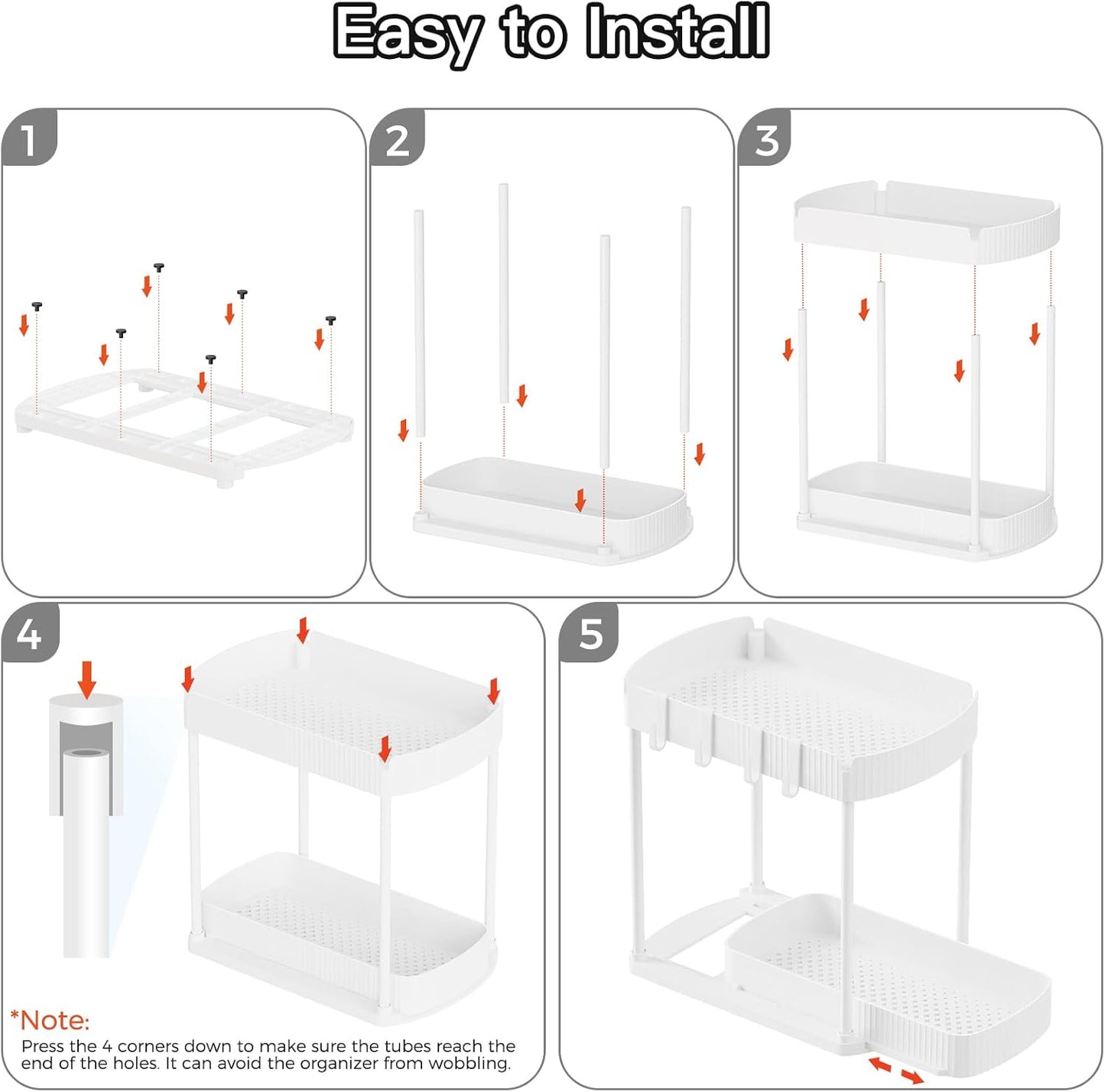 2 Pack Multi-Purpose Pull-Out Storage Organizers, Under Sink & Cabinet Storage, 12.8 Inch, White
