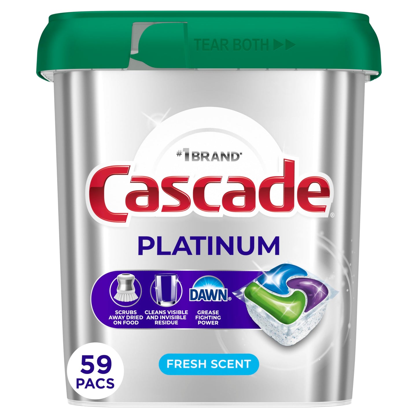 Cascade Platinum Dishwasher Pods, Dishwasher Detergent, Dish Detergent Soap, Fresh, 71 count