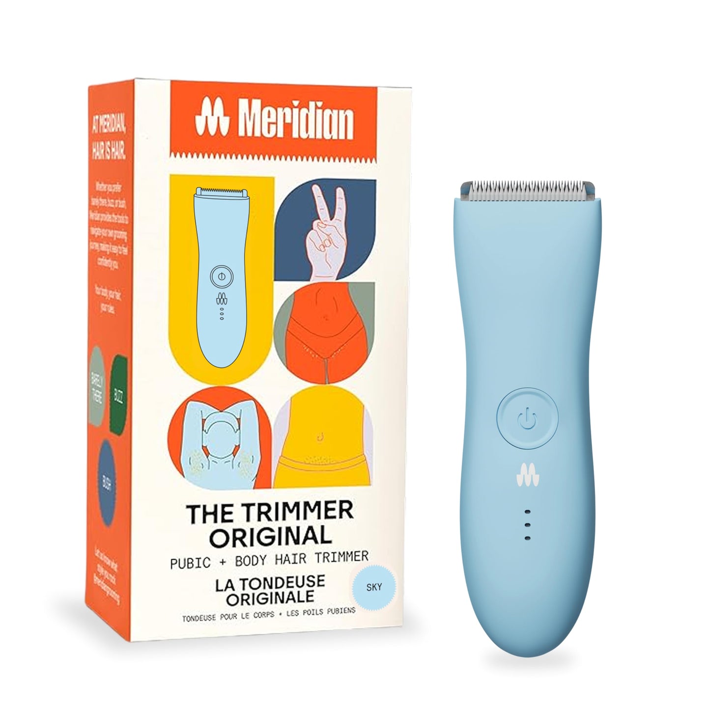 MERIDIAN The Trimmer Original - Body Hair Trimmer for Men, Electric Shaver for Pubic Hair, Chest, Legs & Bikini, Waterproof & Rechargeable, Sage