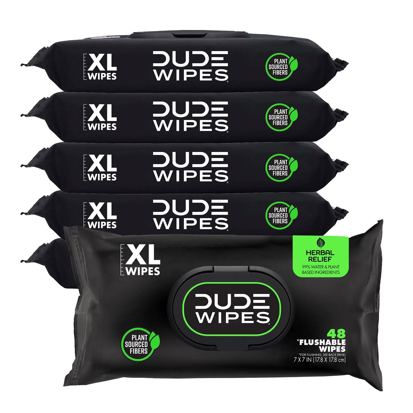 DUDE Wipes - Flushable Wipes - 6 Pack, 288 Wipes - Unscented Extra-Large Adult Wet Wipes - Vitamin-E & Aloe - Septic and Sewer Safe