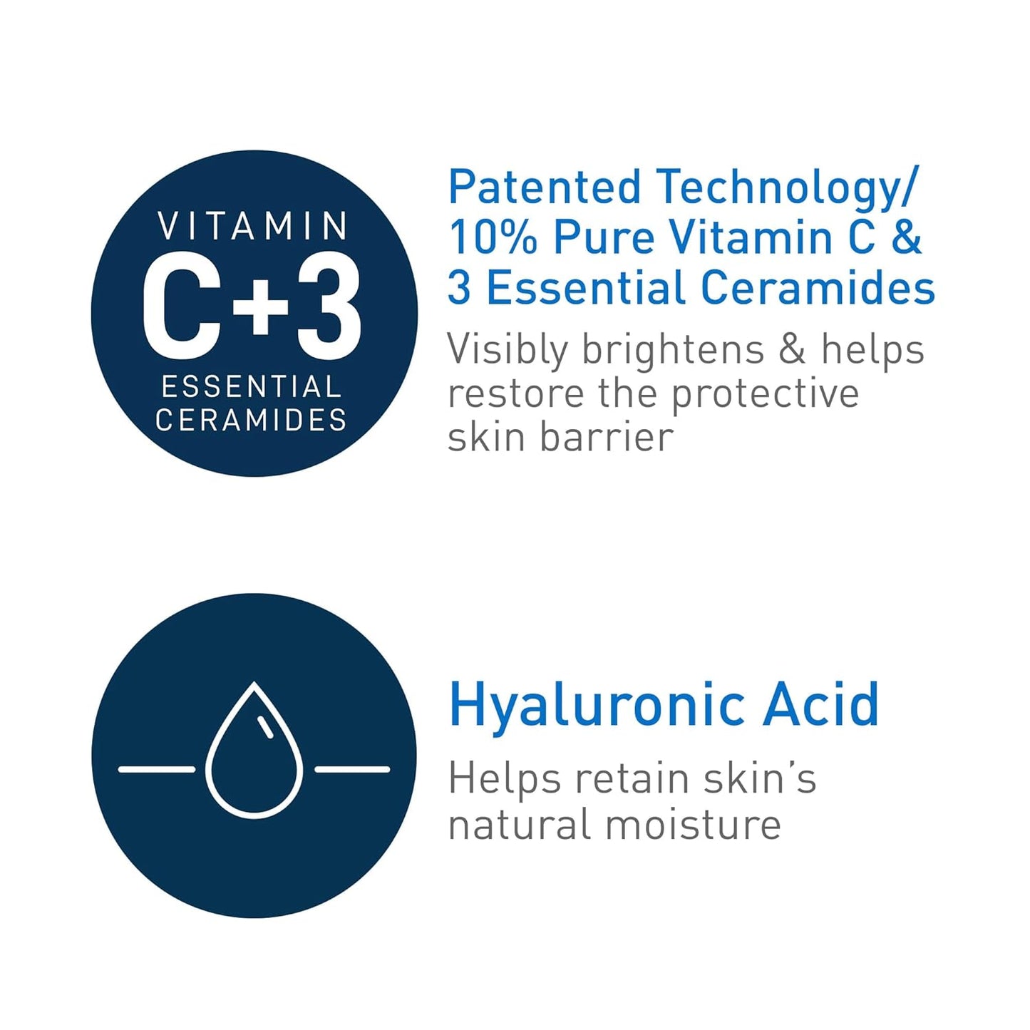 CeraVe Vitamin C Serum for Face with 10% Pure Vitamin C, Hyaluronic Acid & 3 Essential Ceramides, Skin Brightening Antioxidant Serum, Hydrates & Improves Skin Tone & Texture, Fragrance-Free, 1oz