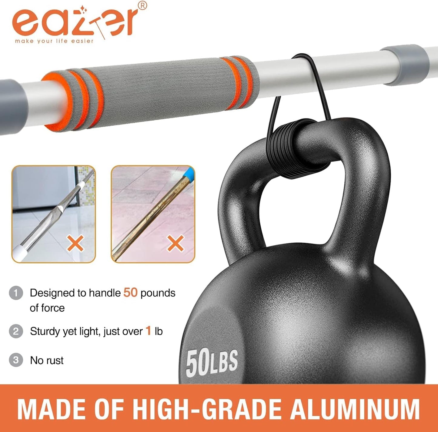Eazer Squeegee Window Cleaner Tool, 2 in 1 Rotatable Window Cleaning Squeegee Kit with Extension Pole, 62'' Window Washing Kit, Bendable Head for Car Glass - 2 Scraper