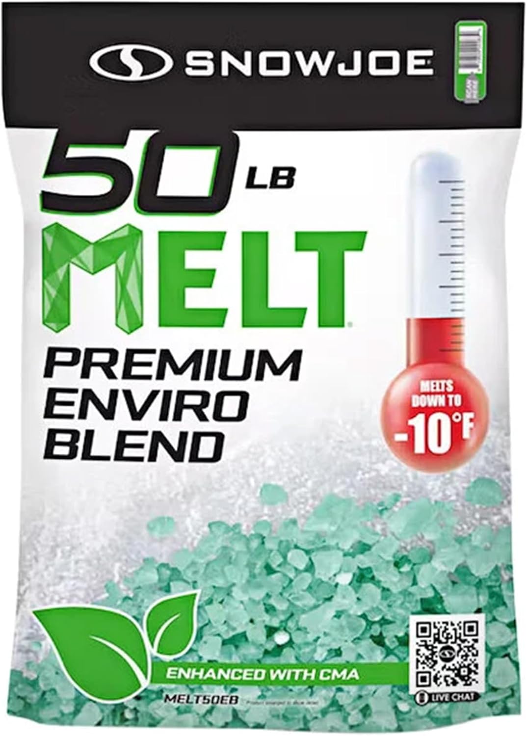 Snow Joe 2 Pack Premium Enviro Blend Snow & Ice Melt, Green-Coated Deicer Crystals, 50 lb - Safer Melter for Vegetation, Concrete & Metals