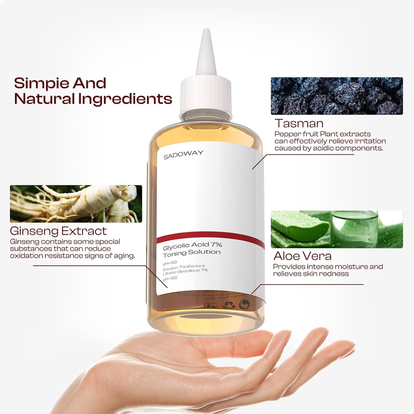 Glycolic Acid Toner: 240ml Glycolic Acid 7% Exfoliating Toner Toning Solution Which Soothes and Hydrates Skin