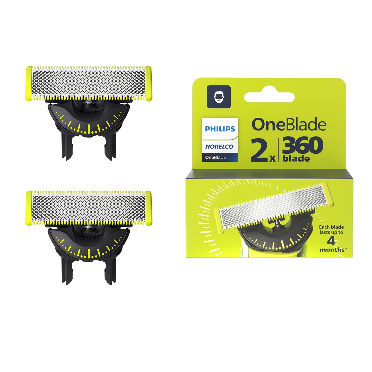 Philips Norelco OneBlade 360 Blades, Genuine Replacement Blades for OneBlade Electric Shaver and Trimmer, Durable Stainless Steel, Trim, Edge and Shave, 3 Pack, QP430/80
