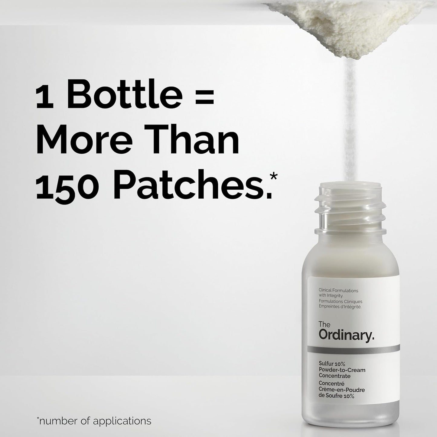 The Ordinary Sulfur 10% Powder-to-Cream Acne Spot Treatment Concentrate, Reduces Pimple Size and Zit Redness, 0.18 Oz
