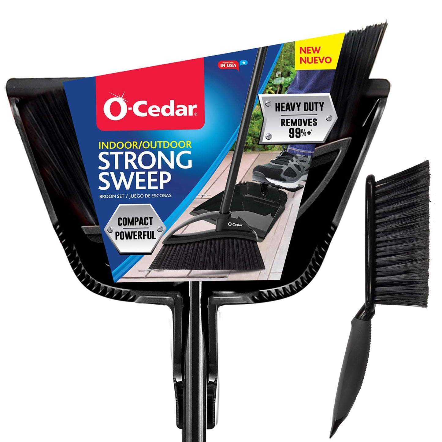 O-Cedar Sweep Broom with Step-On Dustpan | Remove 99% with One Sweep | Lightweight Quiet Cleaning Tool | Ideal for Pet Owners