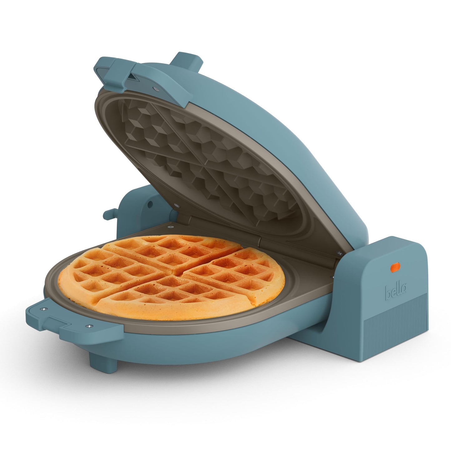 bella Flip-n-Store Waffle Maker with EverGood™ Ceramic Nonstick Coating, Fits-anywhere™ Kitchenware, Power Indicator Light, Cool Touch Handle & Cord Wrap, 7” Wide & 1" Deep Plates, 1000 Watt, Oatmilk