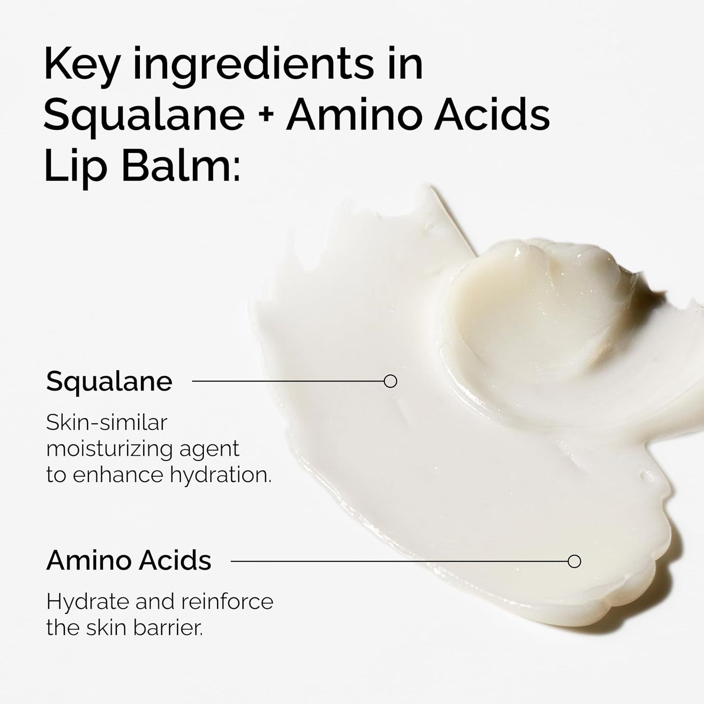 The Ordinary Squalane + Amino Acids Hydrating Lip Balm, for Lips, Elbows, and Cuticles, 0.5 Fl Oz