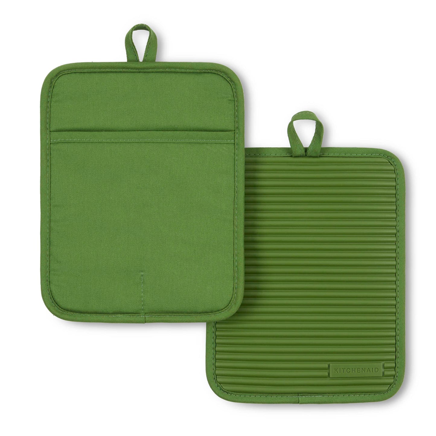 KitchenAid Ribbed Soft Silicone Pot Holder 2-Pack Set, Milkshake Tan, 7"x9"