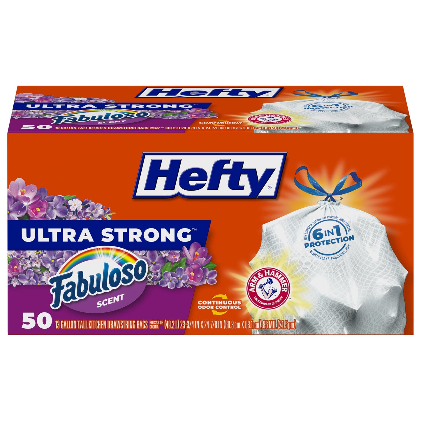 Hefty Ultra Strong Tall Kitchen Trash Bags, Lavender & Sweet Vanilla Scent, 13 Gallon, 80 Count