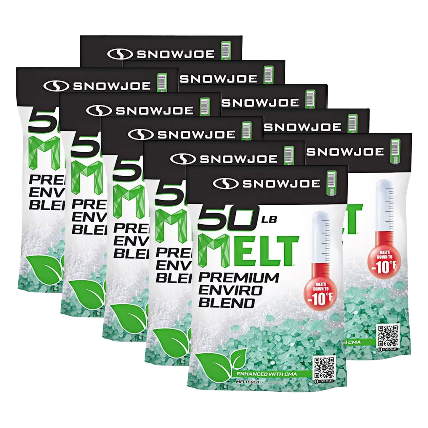 Snow Joe 2 Pack Premium Enviro Blend Snow & Ice Melt, Green-Coated Deicer Crystals, 50 lb - Safer Melter for Vegetation, Concrete & Metals