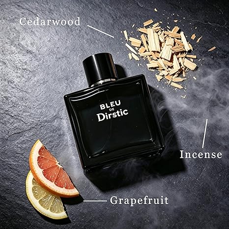 Dirstic Noir Blue de Paris for Men - Sophisticated Woody Aromatic Cologne, Long Lasting Fresh Masculine Scent Spray, 3.4 Fl Oz