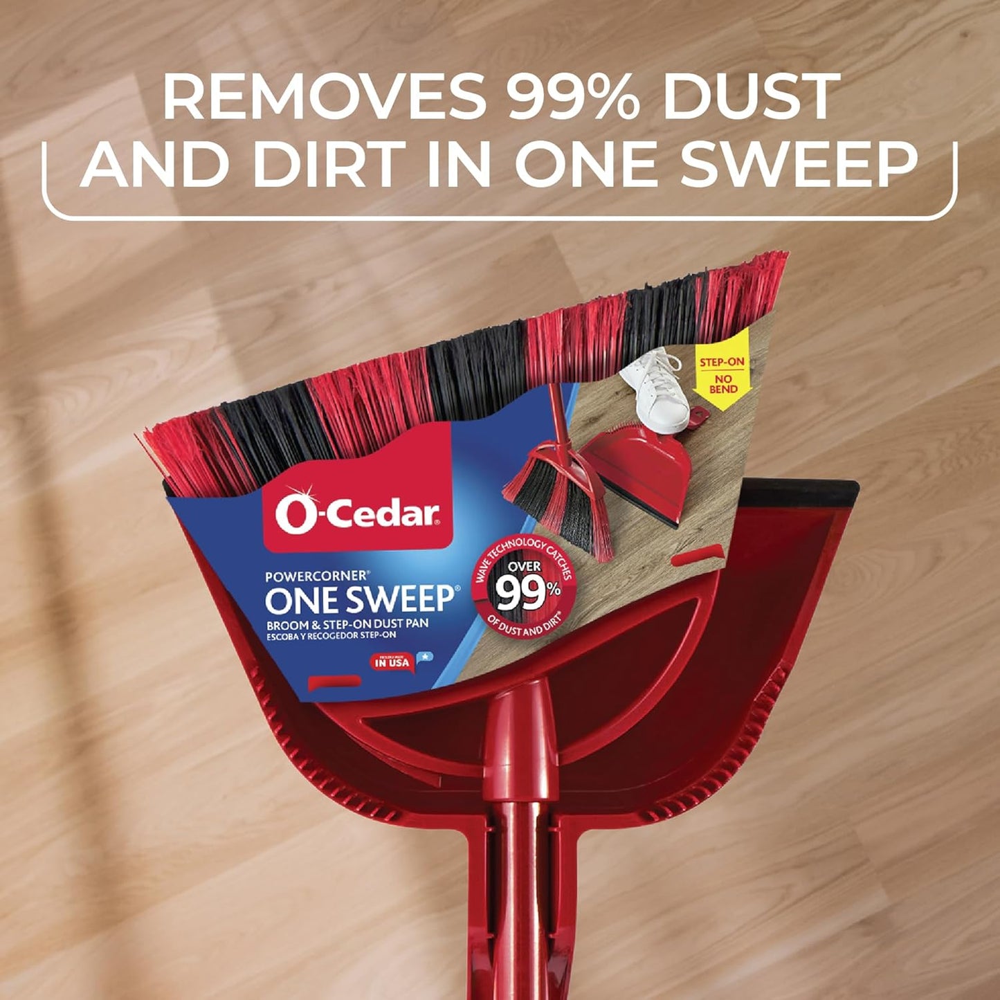 O-Cedar Sweep Broom with Step-On Dustpan | Remove 99% with One Sweep | Lightweight Quiet Cleaning Tool | Ideal for Pet Owners