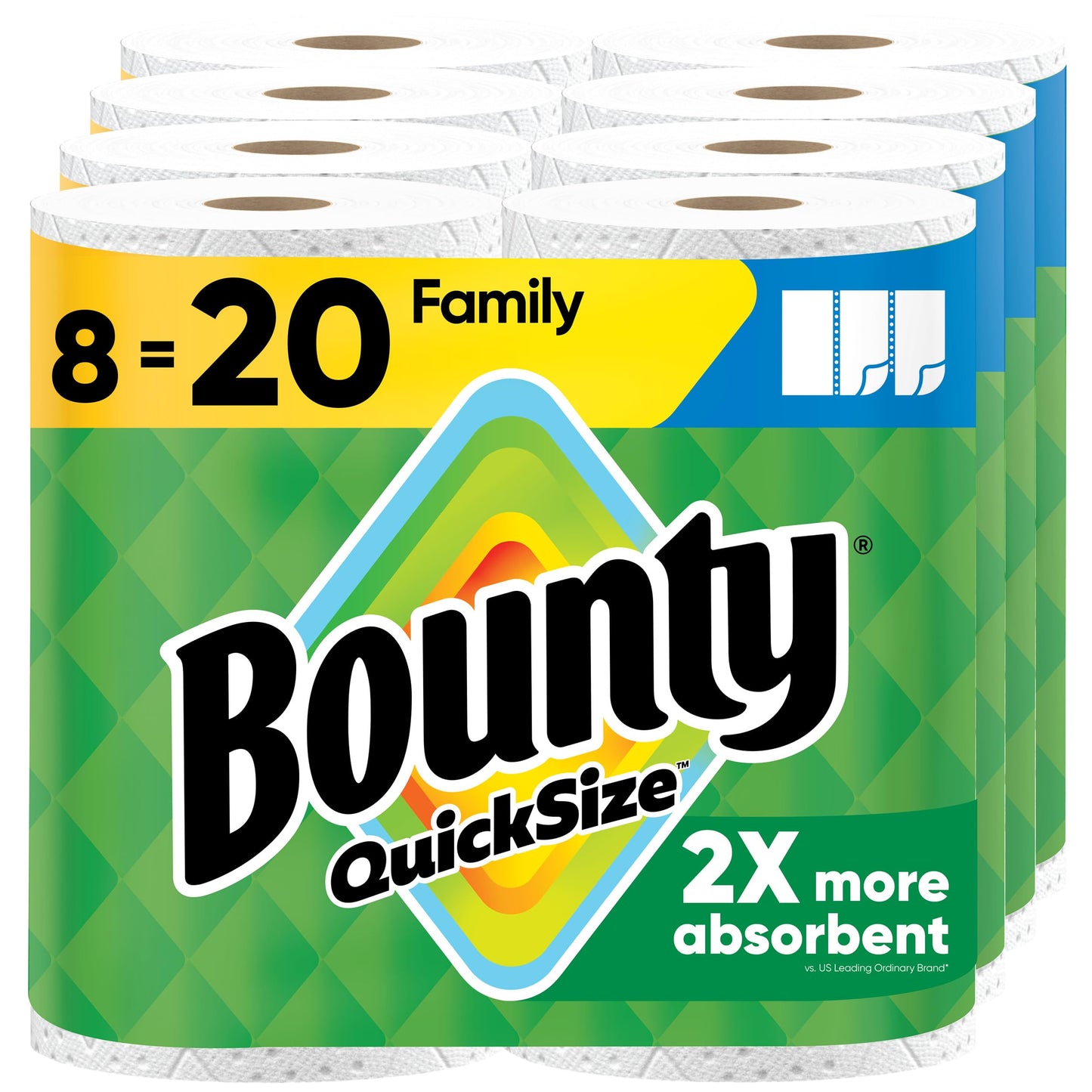 Bounty Quick-Size Paper Towels, White, 12 Family Triple Rolls = 40 Regular Rolls