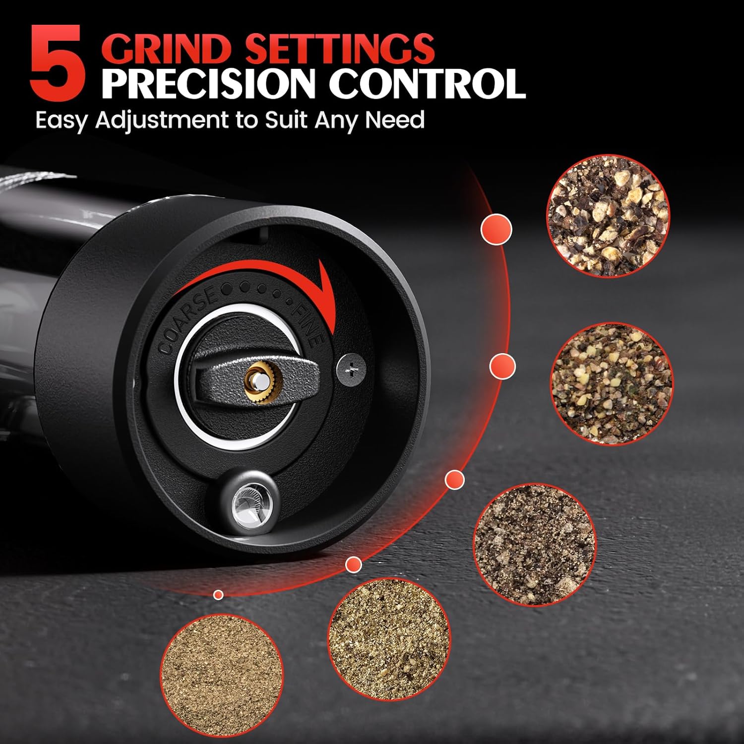 Electric Salt and Pepper Grinder Set Automatic Battery Pepper Mill Shakers Adjustable Coarseness Upgraded Larger Capacity with Led Home and Kitchen Appliances Birthday Gifts for Women Mom