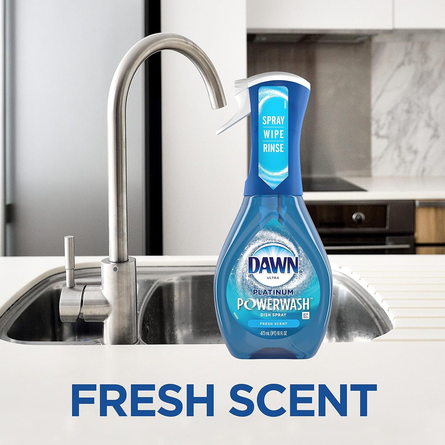 Dawn Platinum Powerwash Dish Spray, Dish Soap Liquid, Fresh Scent Bundle, 1 Spray + 3 Refills, 16oz Each (Pack of 4)