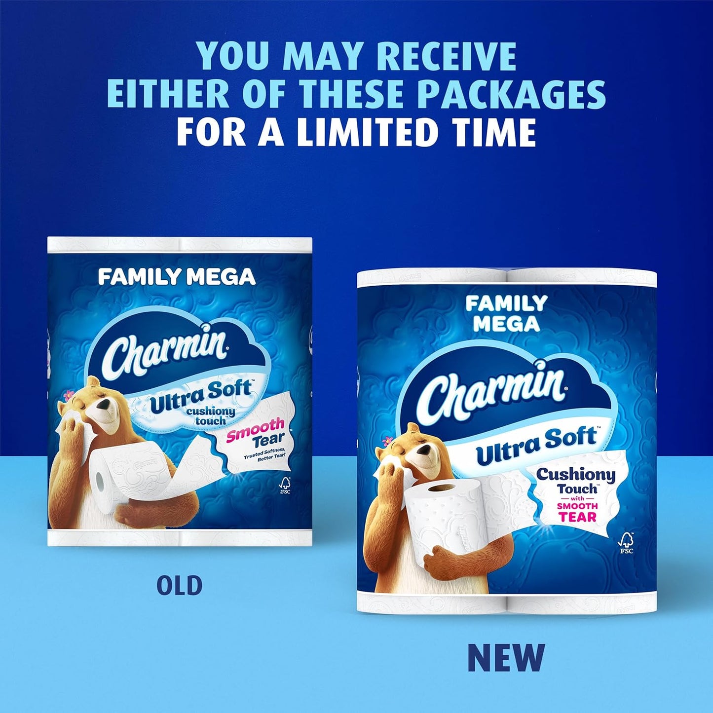 Charmin Ultra Soft Cushiony Touch Toilet Paper, 24 Family Mega = 123 Regular Rolls, White