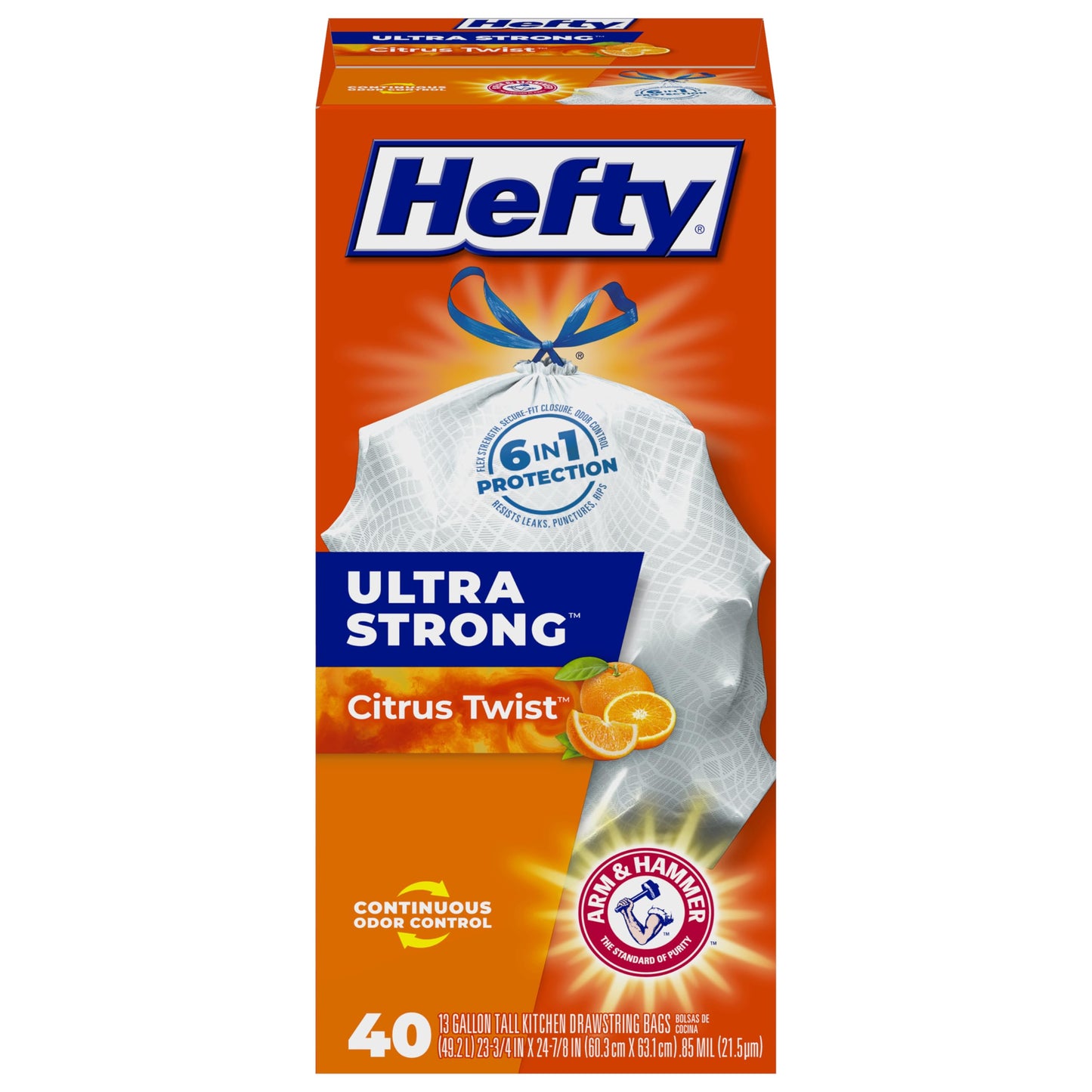 Hefty Ultra Strong Tall Kitchen Trash Bags, Lavender & Sweet Vanilla Scent, 13 Gallon, 80 Count