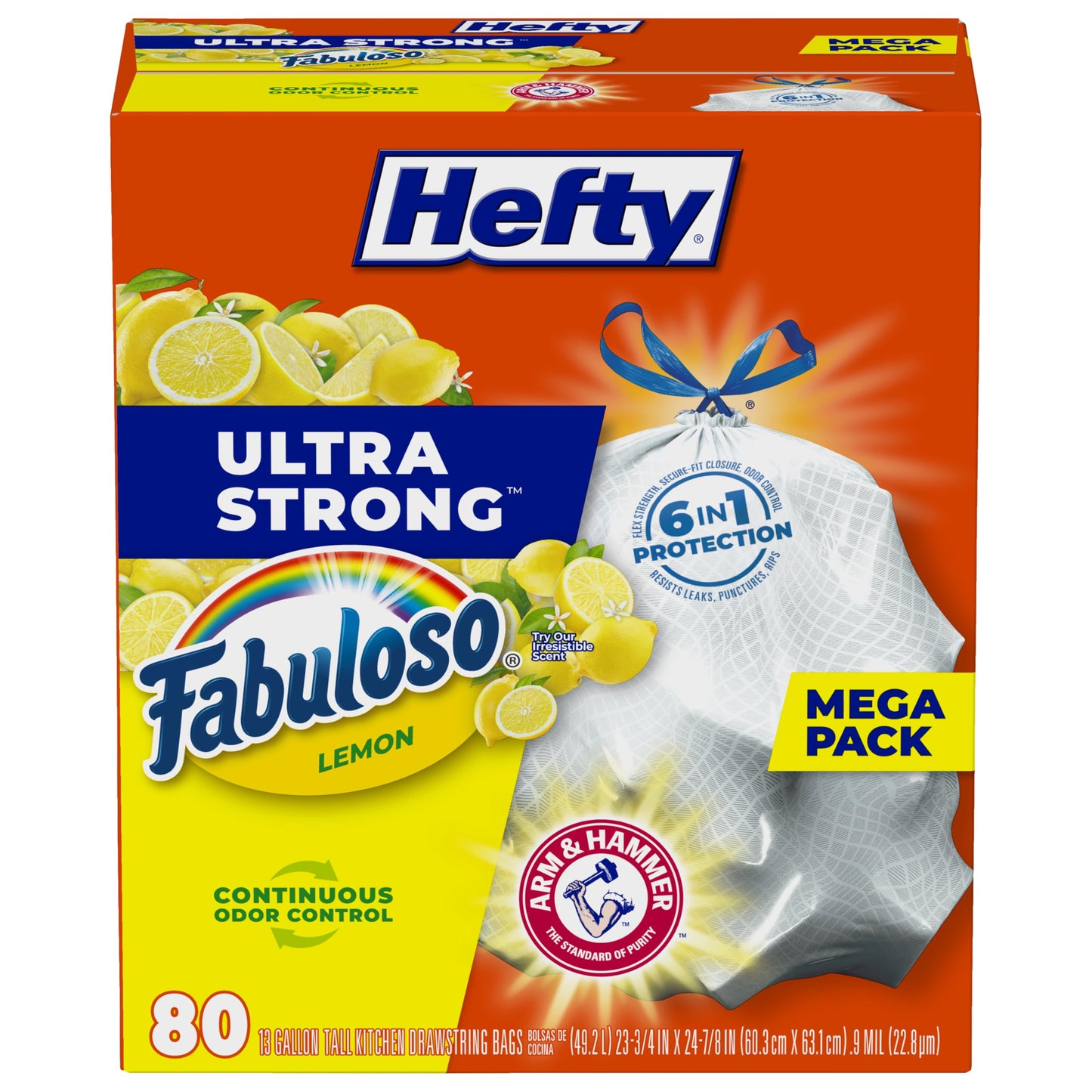 Hefty Ultra Strong Tall Kitchen Trash Bags, Lavender & Sweet Vanilla Scent, 13 Gallon, 80 Count