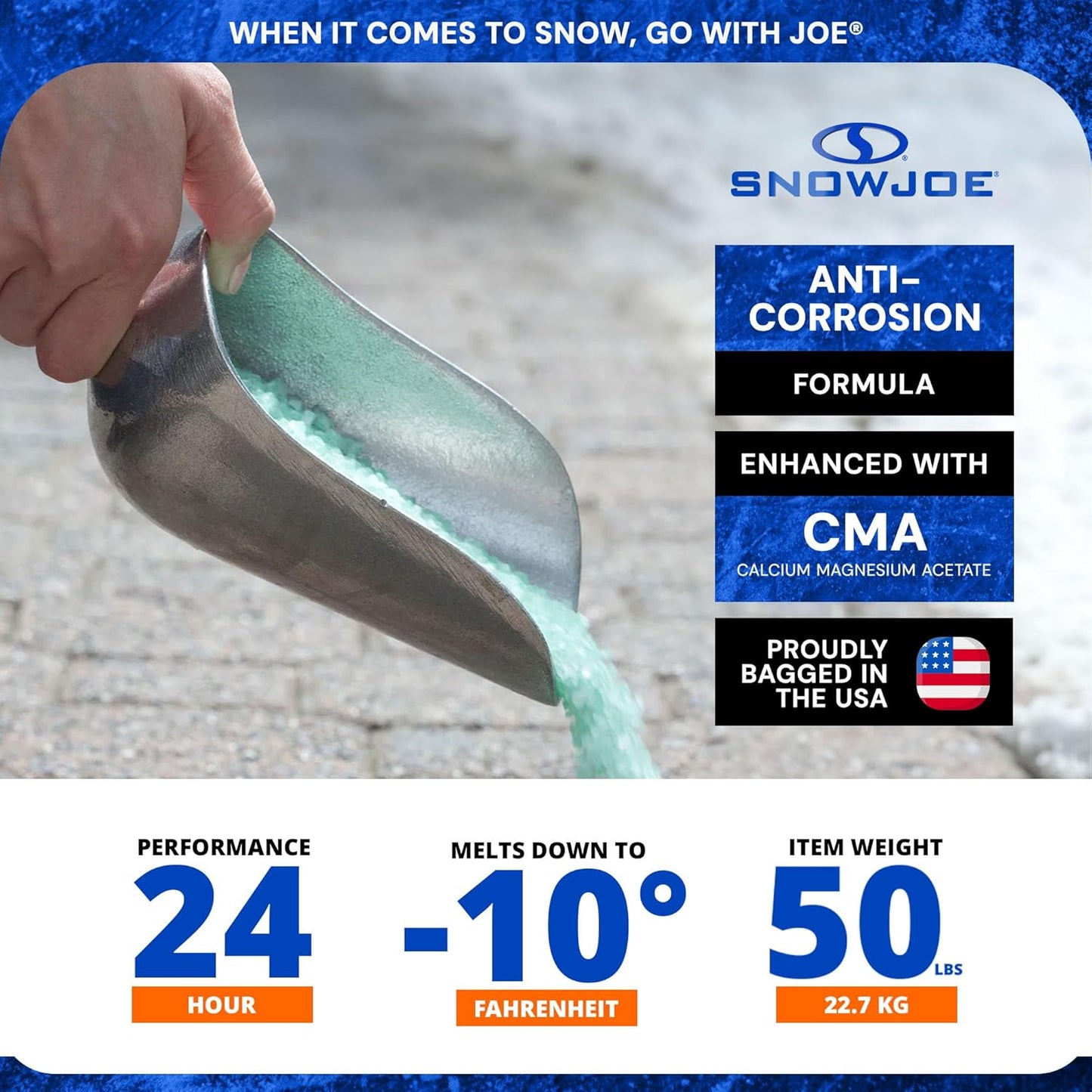 Snow Joe 2 Pack Premium Enviro Blend Snow & Ice Melt, Green-Coated Deicer Crystals, 50 lb - Safer Melter for Vegetation, Concrete & Metals