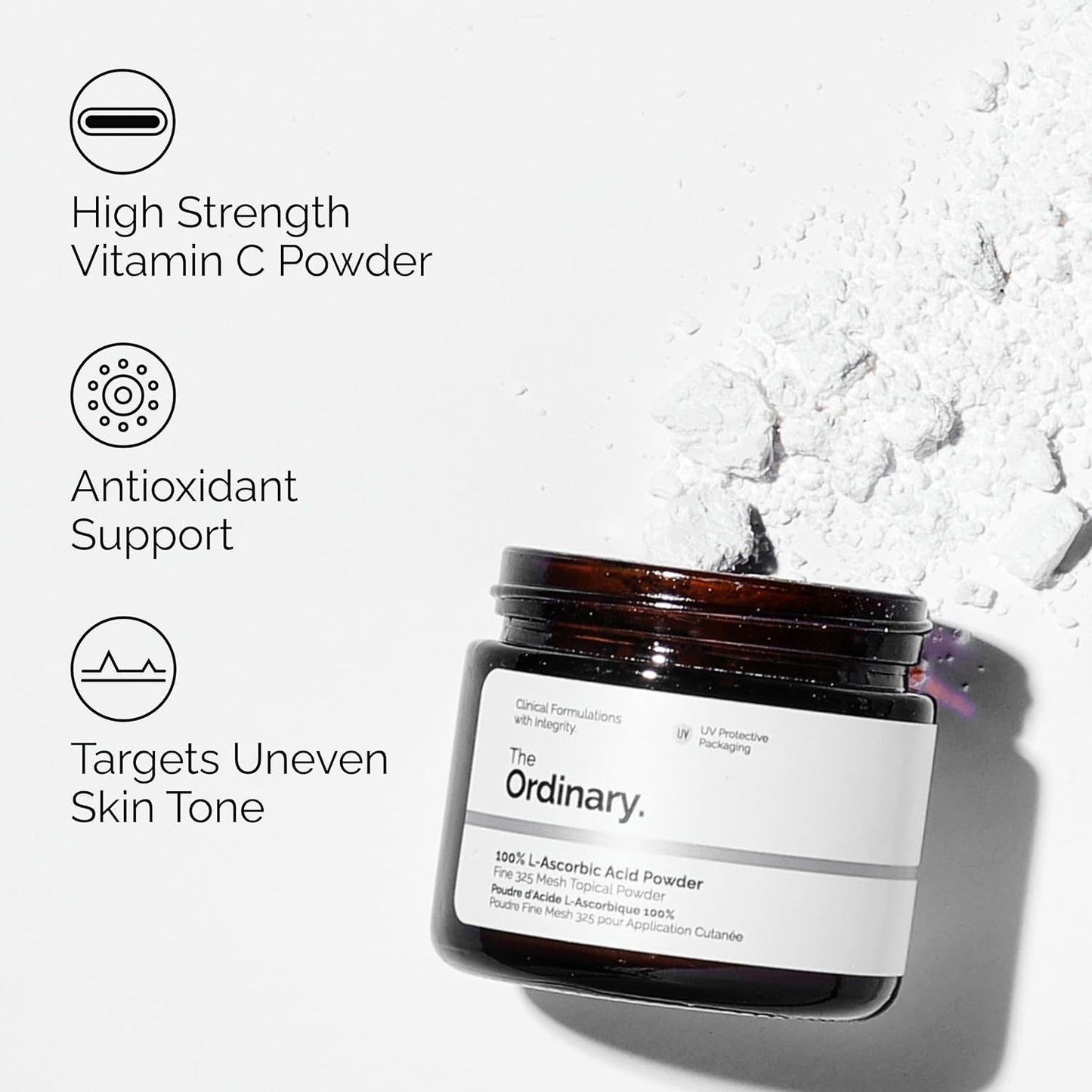 The Ordinary 100% L-Ascorbic Acid Powder, Vitamin C Treatment for Anti-Aging, 0.7 Ounce