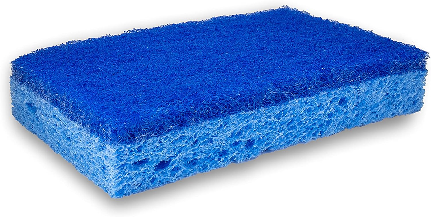 Amazon Basics Non-Scratch Scrub Sponges, Safe on Non-stick Cookware, Blue, 6 Count