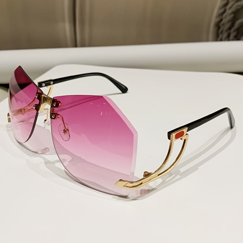 Rimless Sunglasses Women's Fashion Personality Trend Hollow Glasses Legs