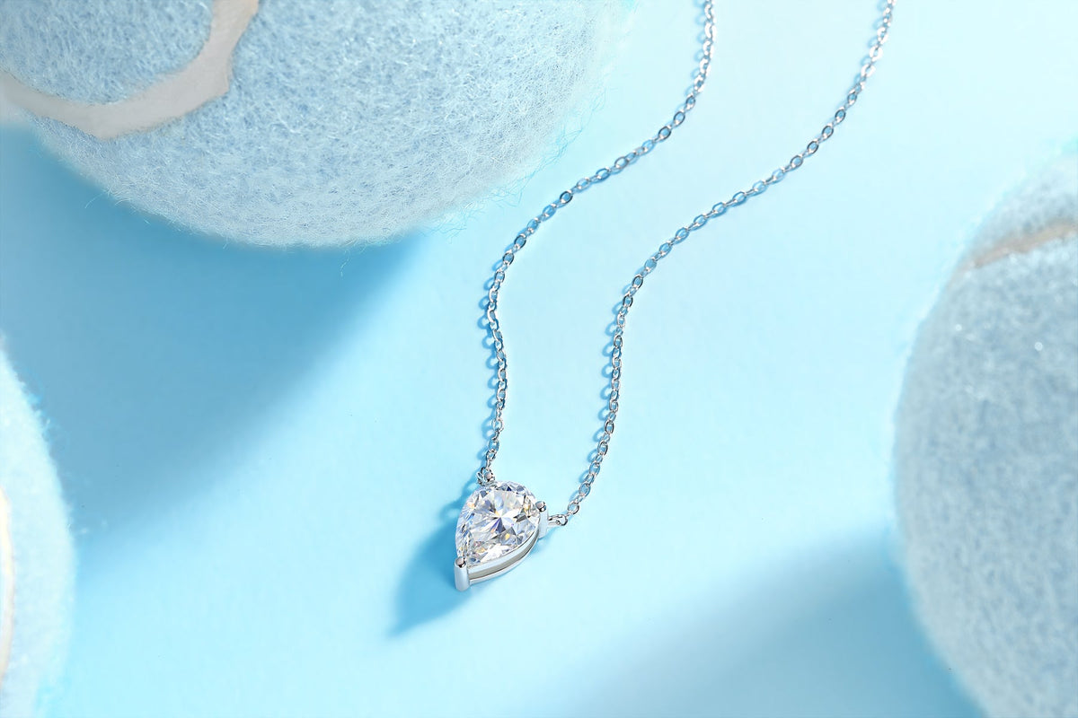 1Water Drop - Fashionable Jewelry Pendant Set With Moissanite S925 Sterling Silver And Platinum-plated Diamond, Moissanite Silver Jewelry Prohibit Tk Sales